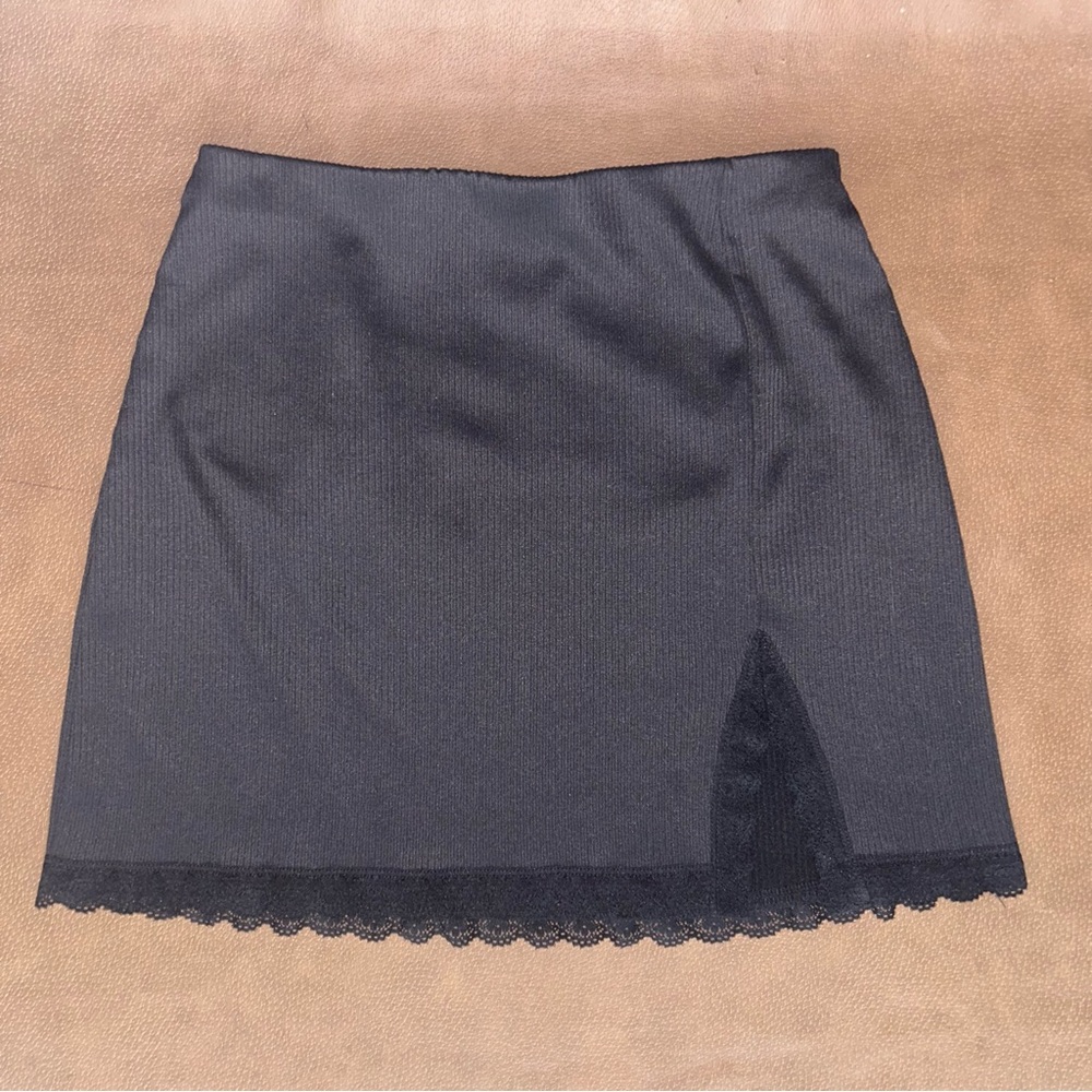 Black Lace Trim Skirt